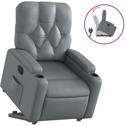 Maison Chic Naslanjač - Relax naslanjač s funkcijo vstajanja siva umetno usnje, (22040310) Cene