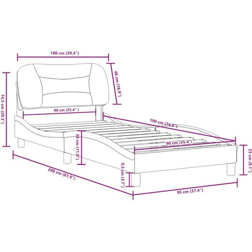 Okvir za krevet s uzglavljem cappuccino 90x190 cm umjetna koža Slike