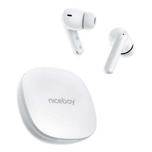 Niceboy pins 4 pro - bežične slu&amp;scaron;alice sa anc 380 mah + 2x 35 mah IP54 bela Slike