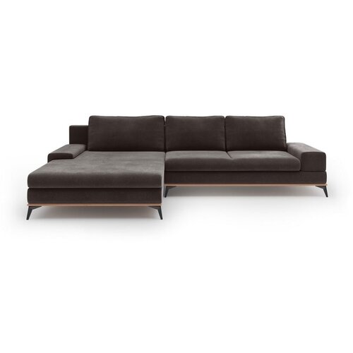 Windsor &amp;amp; Co Sofas temno rjava raztegljiva sedežna garnitura z žametnim oblazinjenjem Astre, levi kot Slike