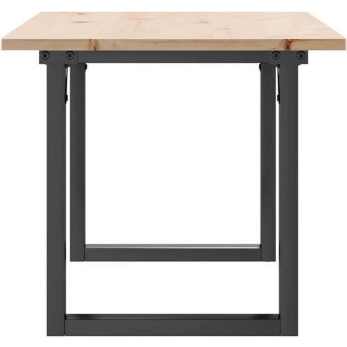  Stolić za kavu O-oblika 100x50x45cm borovina i lijevano željezo Slike