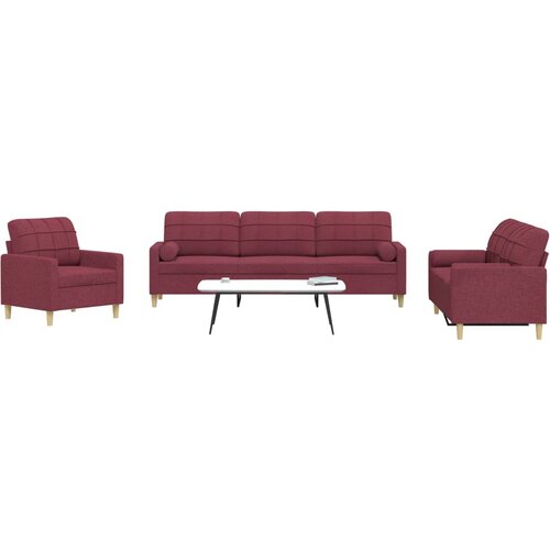  3-dijelni set sofa s ukrasnim jastucima boja vina od tkanine Cene