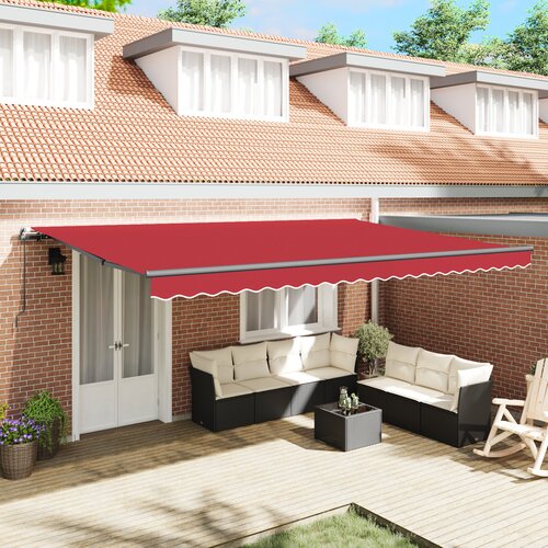 VidaXL Ročna retraktibilna tenda rdeča 500x300 cm, Zamenjava tenda za okvir 5x3 m rdeča Slike
