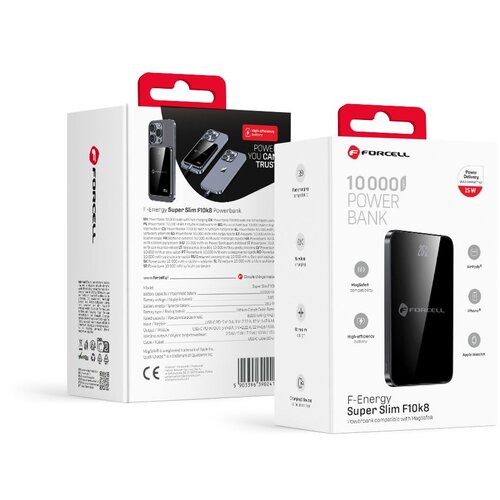forcell f-energy F10K8 super slim powerbank kompatibilan sa magsafe PD3.0 QC4.0 15W 10000 mah crna Cene