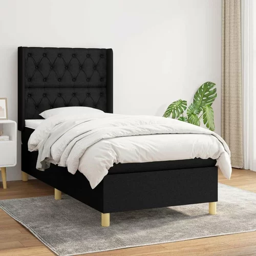 Box spring postelja z vzmetnico črna 80x200 cm blago, (20791362)