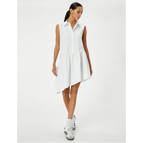 Koton Shirt Dress Asymmetrical Cut Sleeveless Buttoned Cotton Comfortable Cut