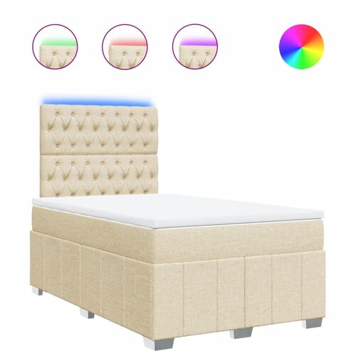 vidaXL Box spring postelja z vzmetnico krem 120x190 cm blago, (21309116) Cene