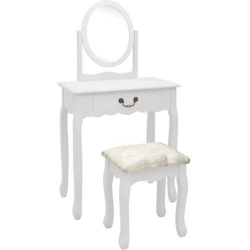  Toaletni stolić sa stolcem bijeli 65x36x128 cm paulovnija i MDF