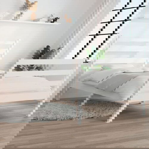 VidaXL Okvir za krevet od masivne borovine 100 x 200 cm bijeli Slike