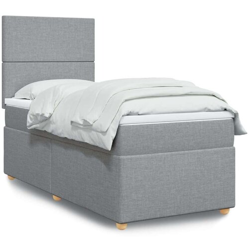 vidaXL Box spring postelja z vzmetnico svetlo siva 90x200 cm blago Cene
