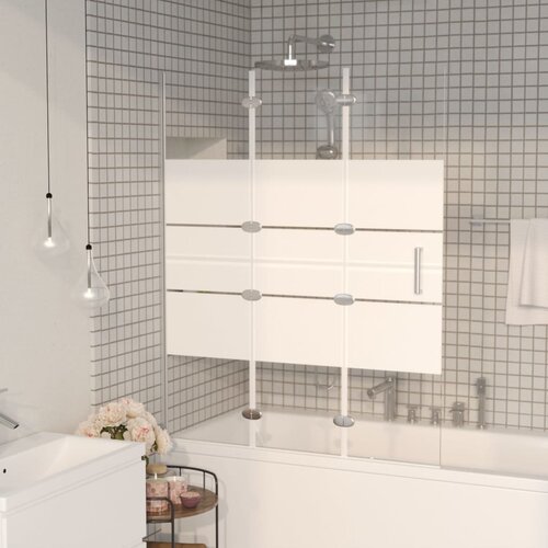 vidaXL Sklopiva pregrada za tuš ESG 100 x 140 cm bijela Cijene