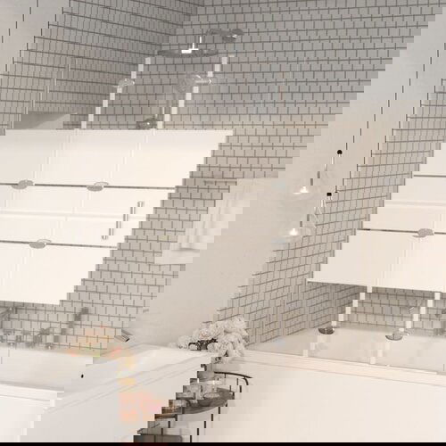 VidaXL Sklopiva pregrada za tu&amp;scaron; ESG 100 x 140 cm bijela Slike