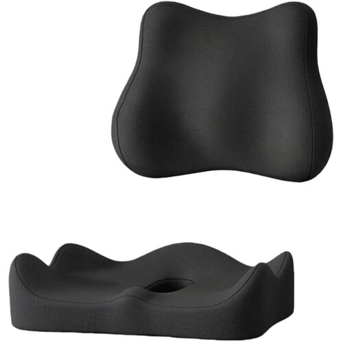 INF Komplet za sedežno blazino za razbremenitev pritiska in ledveno oporo - Ergonomična spominska pena za udobno sedenje Black, (5000327025) Cene