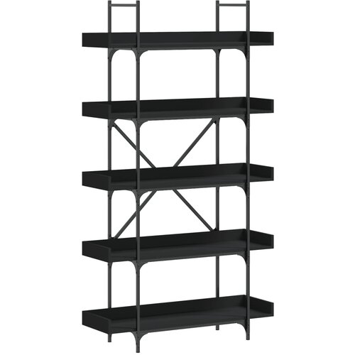 Maison Chic Knjižna omara - Knjižni regal 5-nadstropna črna 100x33x180,5 cm inženirski les, (21725606) Slike