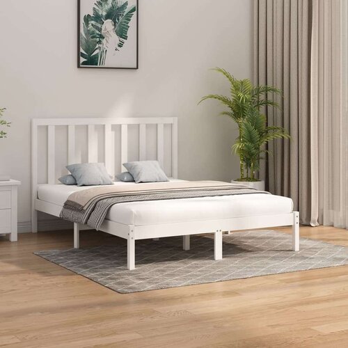  Posteljni okvir bel iz trdnega lesa 160x200 cm, (20645408) Slike