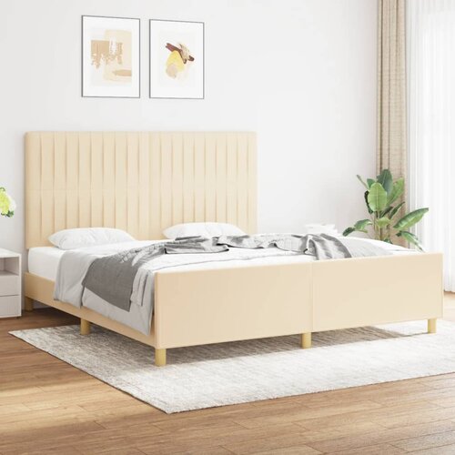 VidaXL Posteljni okvir brez vzmetnice krem 180x200 cm blago Slike