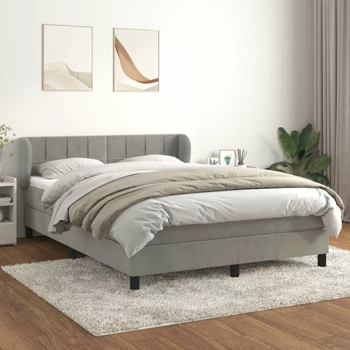  Box spring postelja z vzmetnico svetlo siva 140x200 cm žamet, (20724567)