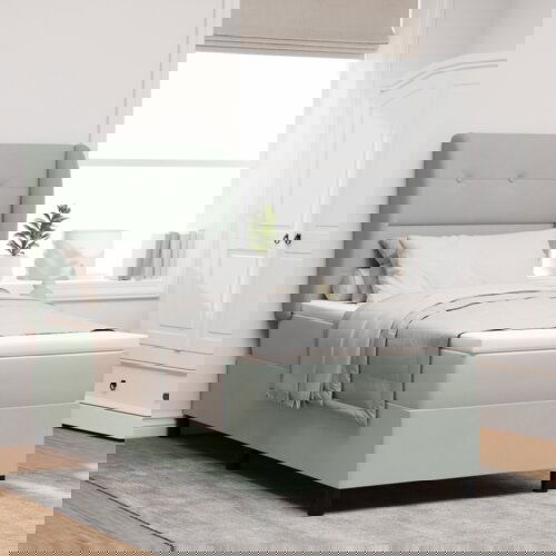 Box Spring Krevet s Madracem Svjetlosiva 90x190 cm Baršun Cijene