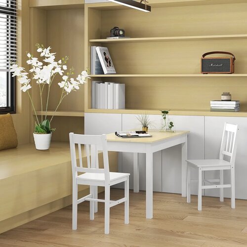  Set od 2 blagovaonske stolice kuhinjske stolice puno drvo 41 cm x 46 5 cm x 85 5 cm bijela Slike