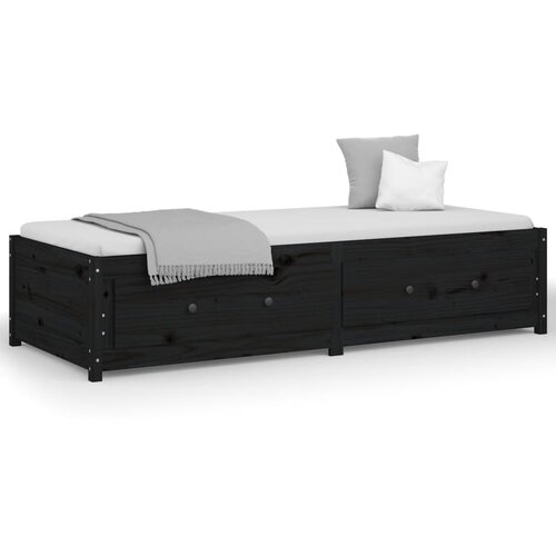 VidaXL Dnevna postelja črna 75x190 cm 2FT6 trdna borovina, (20723556) Slike