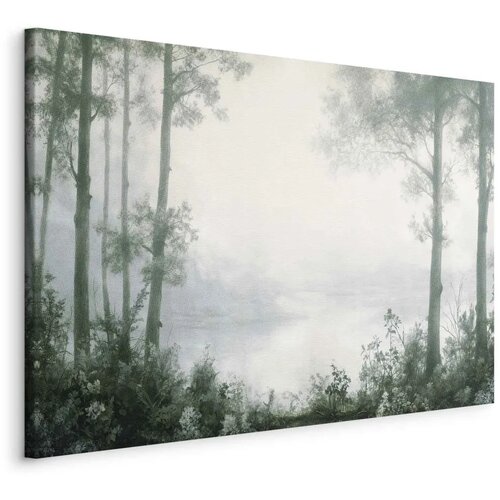  Slika - Retro Landscape Grove Trees and Pond in Patinated Shades of Green 60x40 Standard Cijene