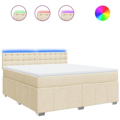 VidaXL Krevet s oprugama i madracem krem 180x200 cm od tkanine Slike