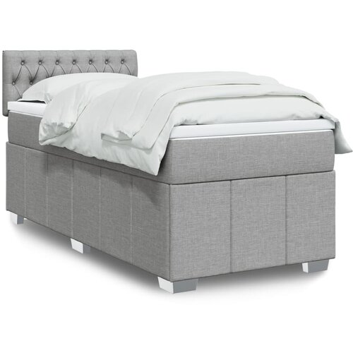 vidaXL Box spring postelja z vzmetnico svetlo siva 90x200 cm blago Cene