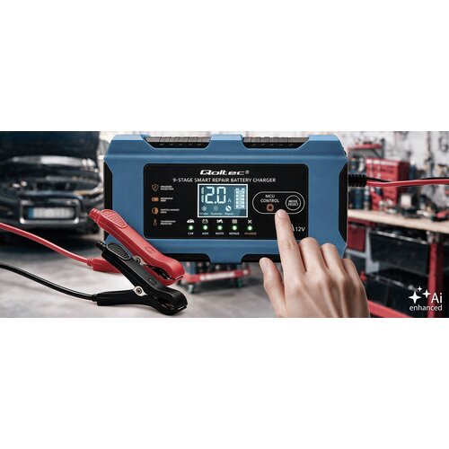 Qoltec 52668 pametni polnilec akumulatorjev 12 V / 10 A s funkcijo regeneracije Slike