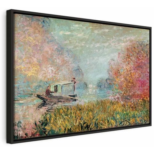  Slika - Claude Monet – Boat on the Seine 60x40 U crnom drvenom okviru Cene