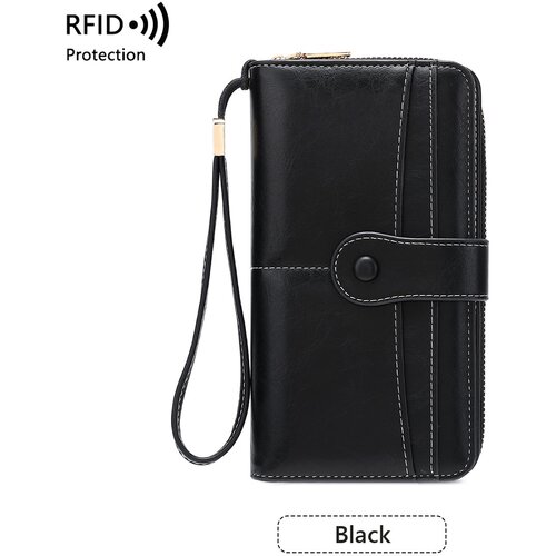 INF Ženska denarnica z RFID-zaščito, prostorna usnjena denarnica z zadrgo Black, (21741296) Cene