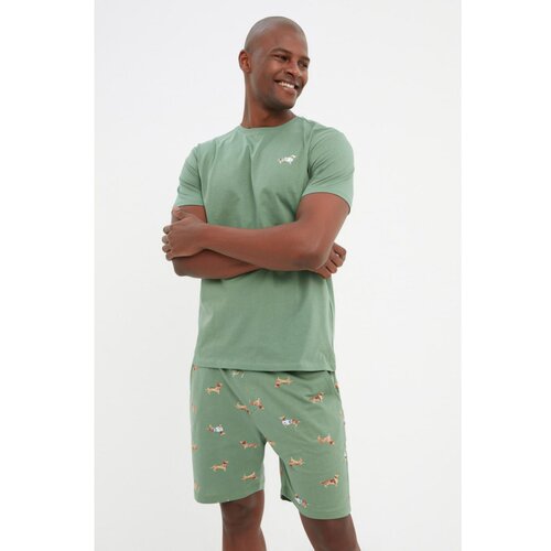 Trendyol Green Printed Knitted Pajamas Set Slike