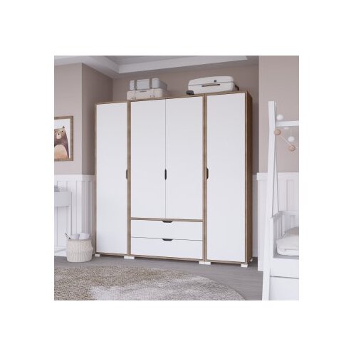 Hanah home nisan 1600-024 light walnutwhite wardrobe Slike