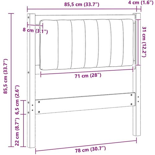 VidaXL tapecirani uzglavlje smeđa 80 cm masivni bor i tkanina Slike