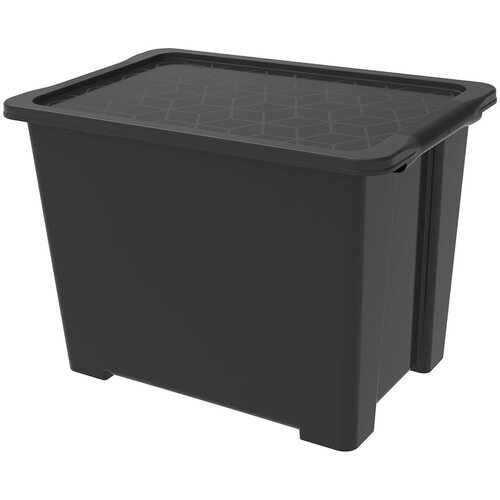 Rotho Sjajna crna plastična kutija za pohranu s poklopcem Evo Easy - Slike