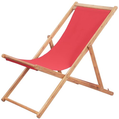 The Living Store Zložljiv stol za na plažo blago in lesen okvir rdeče barve - Stol Za Na Plažo, (21485498) Cene