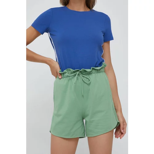 United Colors Of Benetton Pamučne kratke hlače za žene, boja: zelena, glatki materijal, visoki struk