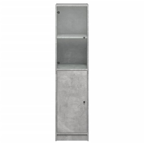  Visoka komoda sa staklenim vratima boja betona 35 x 37 x 142 cm Slike