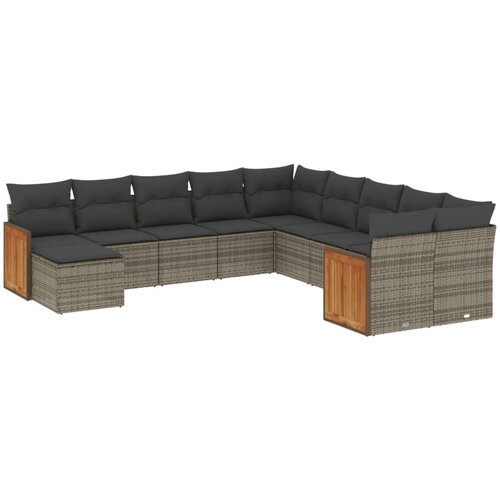 VidaXL 11-dijelni set vrtnih sofa od poliratana s jastucima sivi Slike