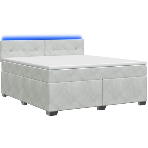  s box springom madracem i LED-om Svjetlosiva Bar&amp;scaron;un - Svjetlosiva 160 x 200 cm Pro&amp;scaron;iveno gumbima Slike