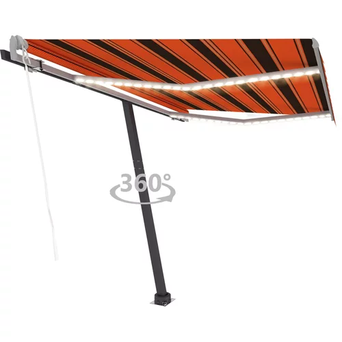 vidaXL automatska tenda sa senzorom LED 350 x 250 cm narančasto-smeđa