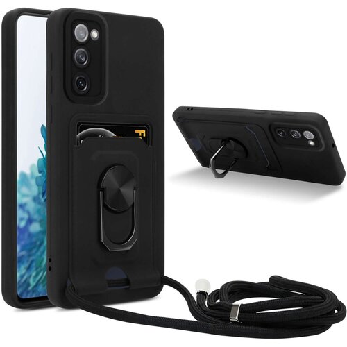 Cadorabo Verižica za mobilni telefon s funkcijo stojala, združljiva z Samsung Galaxy S20 FE v črna barvi - silikonski za&scaron;čitni pokrov z nastavljivim trakom, (20860215) Cene