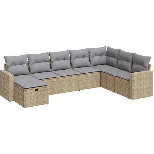 VidaXL 8-dijelni set vrtnih sofa od poliratana s jastucima bež Slike