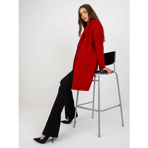 Fashion Hunters Dark red plush jacket with OH BELLA closure Slike