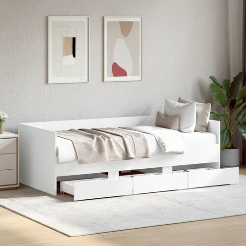 vidaXL Dnevni krevet s ladicama bijeli 90 x 190 cm konstruirano drvo Cene