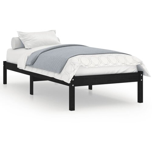Maison Chic Posteljni okvir - Enojna postelja - Postelja za odrasle črn iz trdnega lesa 75x190 cm-J14155, (21759248) Slike