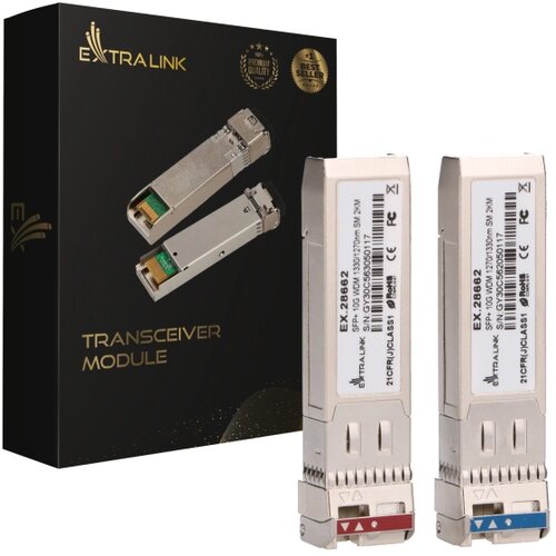 Extralink SFP+ 10G, WDM BIDI, 10Gbps 1270/1330nm, single mode, 2km, pair Cene
