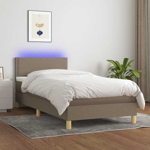 VidaXL Box spring postelja z vzmetnico LED taupe 90x190 cm blago Slike