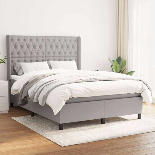  Box spring posteljni z vzmetnico svetlo siv 140x190 cm blago, (20738985) Cene