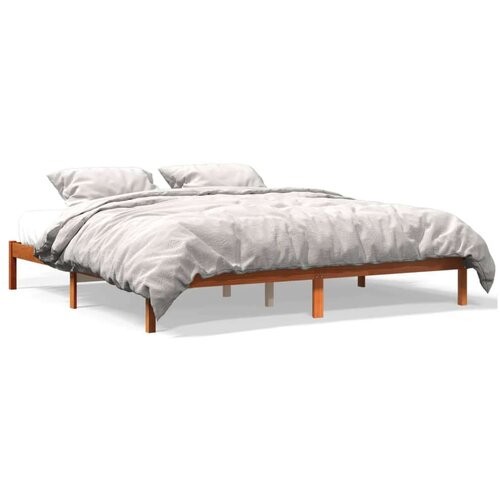 vidaXL Posteljni okvir vo&scaron;čeno rjav 200x200 cm trdna borovina Cene