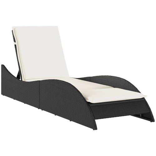  Ležaljka za sunčanje s jastukom crna 60x205x73 cm poliratan Slike